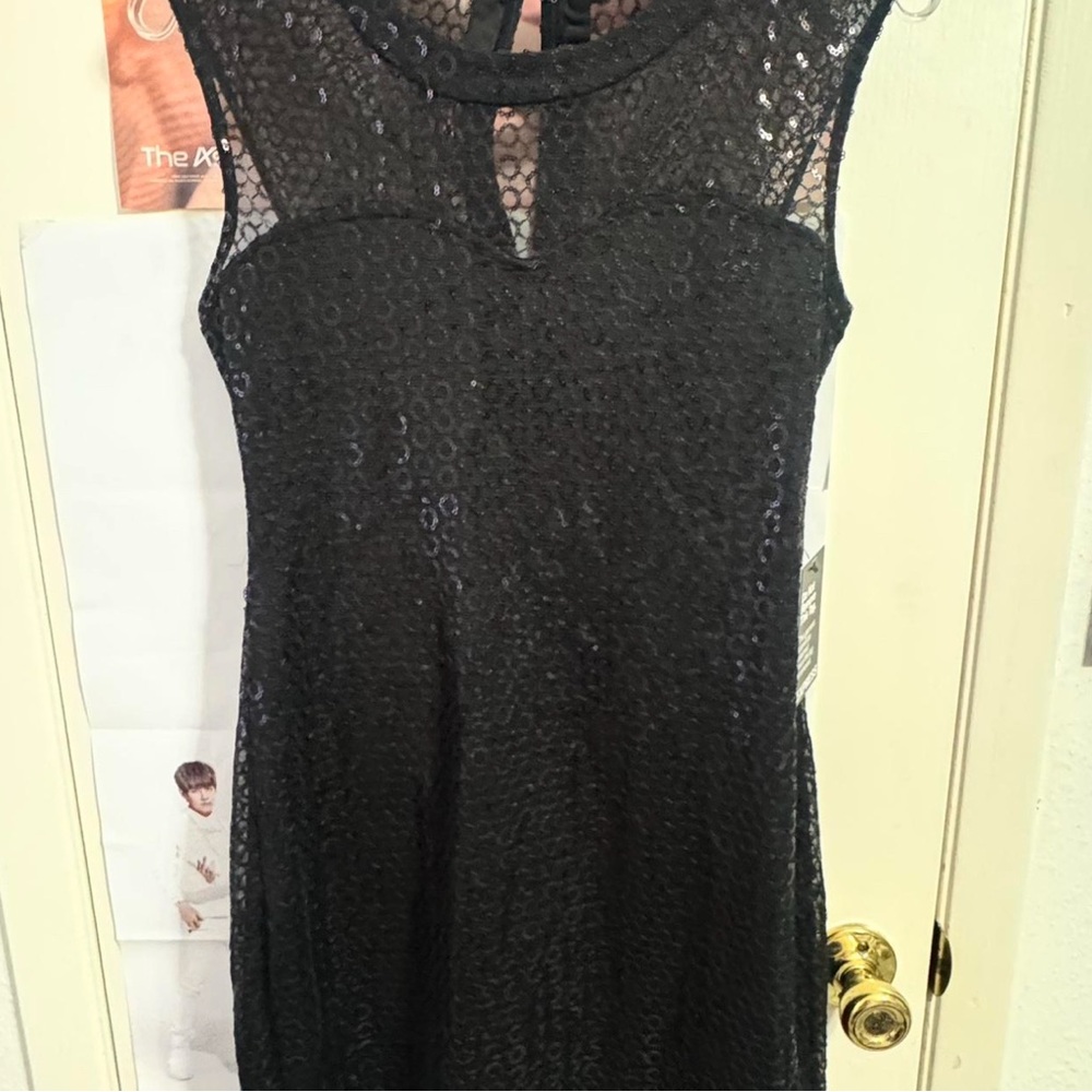 Express Black Textured Mini Dress